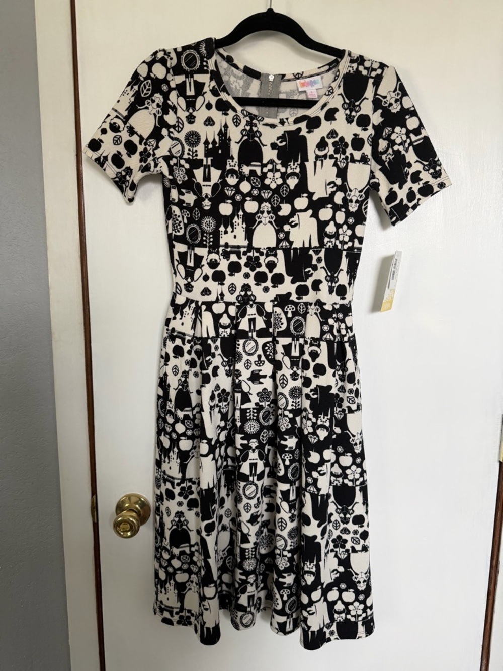 LuLaRoe Black and White Fit & Flare Midi Dress